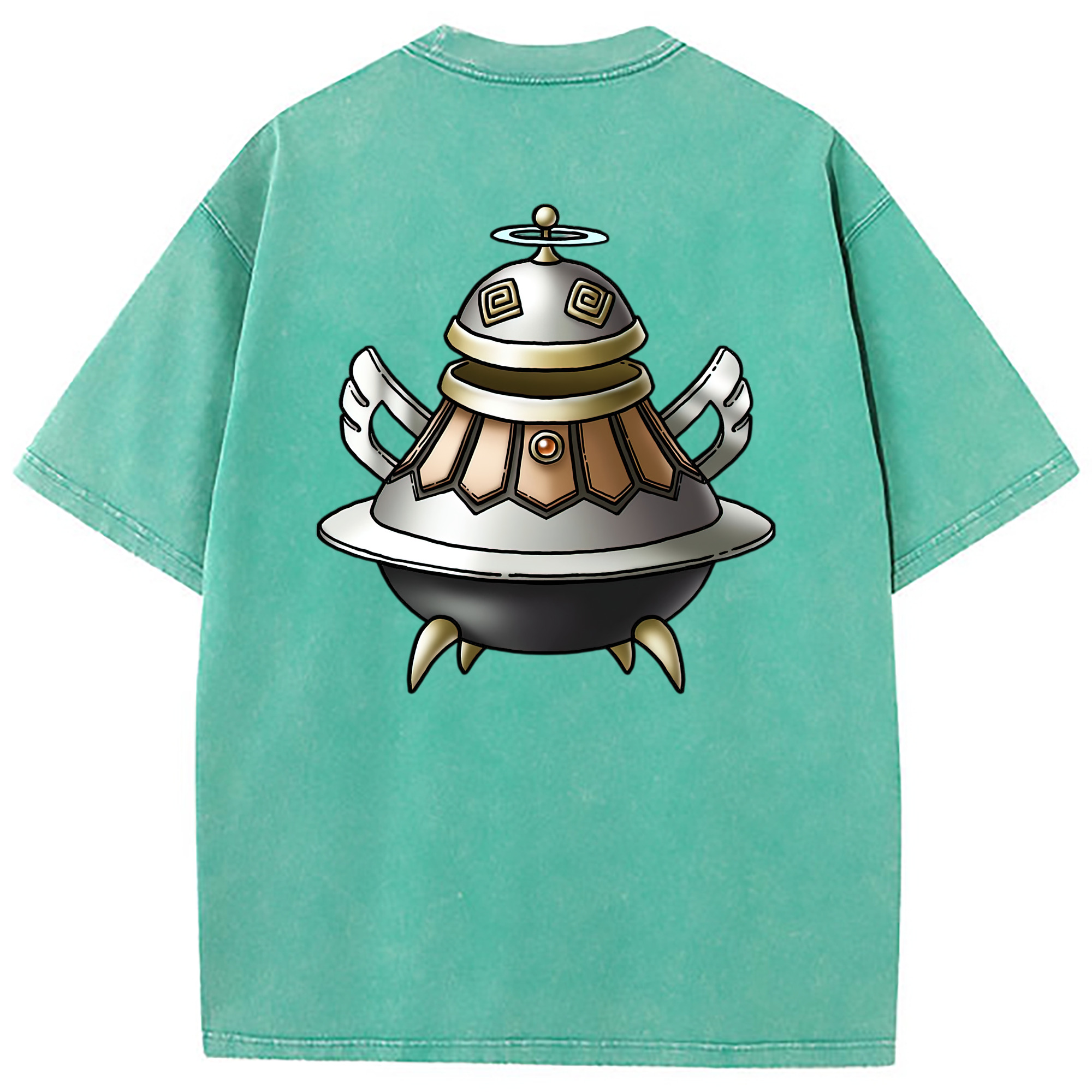 （画像用） ドラゴンクエスト Doragon Kuesuto Dragon Quest 綿100% ヴィンテージ風 半袖Tシャツ（背面プリント）